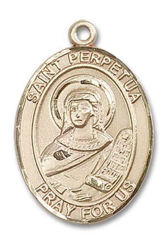 Extel Large Oval 14kt Gold Filled St. Perpetua Medal, Made in USA