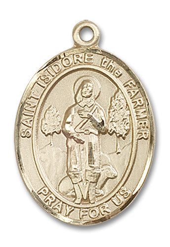 Extel Large Oval 14kt Gold Filled St. Isidore the Farmer Medal, Made in USA