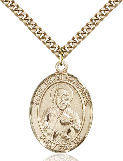 Extel Large Oval 14kt Gold Filled St. James the Lesser Pendant with 24" chain, Made in USA