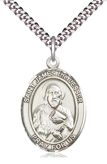 Extel Large Oval Pewter St. James the Lesser Pendant with 24" chain, Made in USA