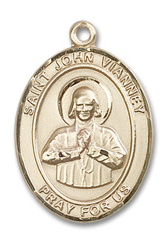 Extel Large Oval 14kt Gold Filled St. John Vianney Medal, Made in USA