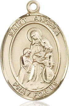 Extel Large Oval 14kt Gold Filled St. Angela Merici Medal, Made in USA