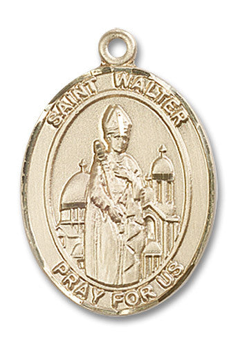Extel Large Oval 14kt Gold Filled St. Walter of Pontnoise Medal, Made in USA