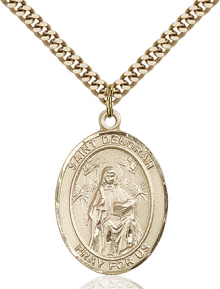 Extel Large Oval 14kt Gold Filled St. Deborah Pendant with 24" chain, Made in USA