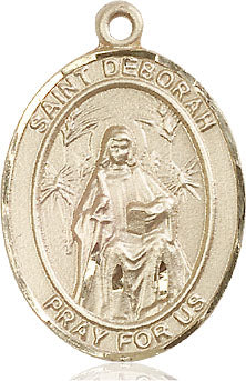 Extel Large Oval 14kt Gold Filled St. Deborah Medal, Made in USA