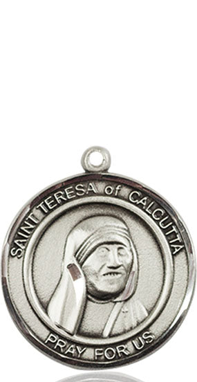 Extel Large Round Pewter St. Teresa of Calcutta Medal Pendant, Made in USA