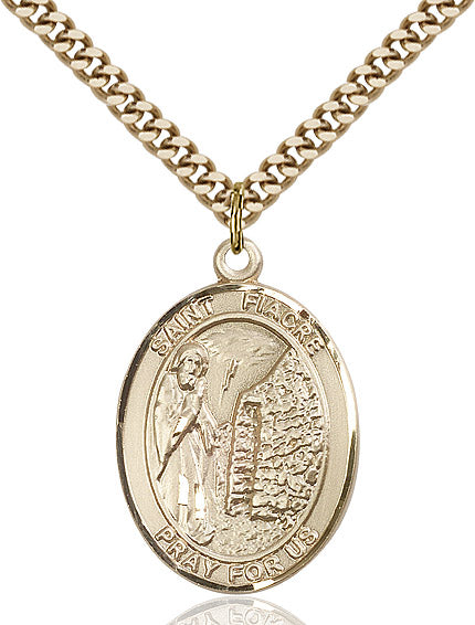 Extel Large Oval 14kt Gold Filled St. Fiacre Pendant with 24" chain, Made in USA