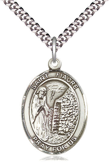 Extel Large Oval Pewter St. Fiacre Pendant with 24" chain, Made in USA
