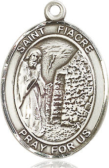 Extel Large Oval Sterling Silver St. Fiacre Pendant with 24" chain, Made in USA