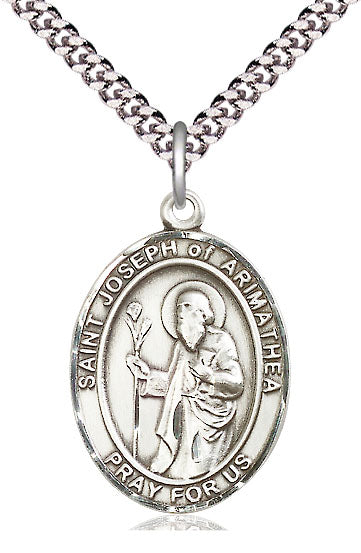 Extel Large Oval Pewter St. Joseph of Arimathea Pendant with 24" chain, Made in USA