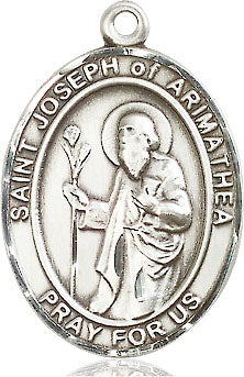 Extel Large Oval Pewter St. Joseph of Arimathea Pendant with 24" chain, Made in USA