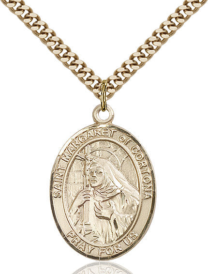 Extel Large Oval 14kt Gold Filled St. Margaret of Cortona Pendant with 24" chain, Made in USA