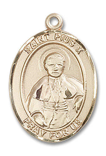 Extel Large Oval 14kt Gold Filled St. Pius X Medal, Made in USA