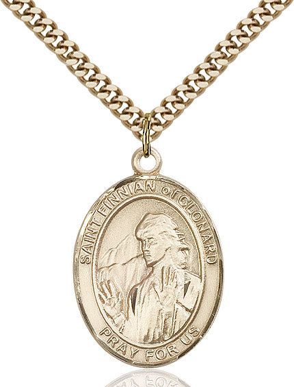 Extel Large Oval 14kt Gold Filled St. Finnian of Clonard Pendant with 24" chain, Made in USA