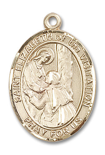 Extel Large Oval 14kt Gold Filled St. Elizabeth of the Visitation Medal, Made in USA
