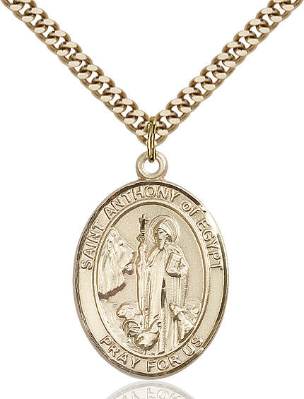 Extel Large Oval 14kt Gold Filled St. Anthony of Egypt Pendant with 24" chain, Made in USA