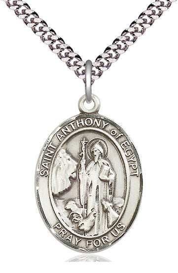 Extel Large Oval Pewter St. Anthony of Egypt Pendant with 24" chain, Made in USA