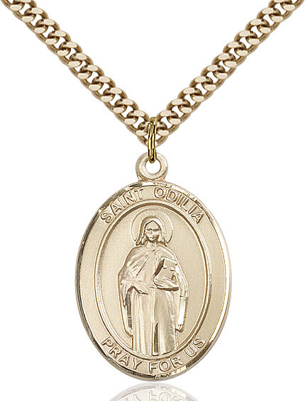 Extel Large Oval 14kt Gold Filled St. Odilia Pendant with 24" chain, Made in USA