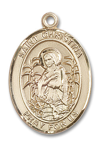 Extel Large Oval 14kt Gold Filled St. Christina the Astonishing Medal, Made in USA