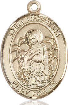 Extel Large Oval 14kt Gold Filled St. Christina the Astonishing Medal, Made in USA