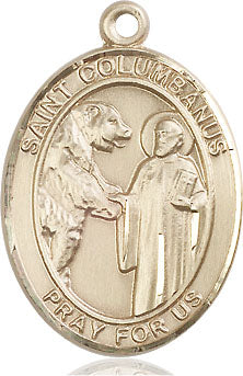 Extel Large Oval 14kt Gold Filled St. Columbanus Medal, Made in USA