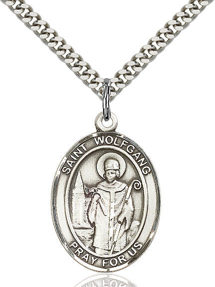 Extel Large Oval Sterling Silver St. Wolfgang Pendant with 24" chain, Made in USA