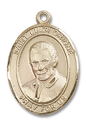 Extel Large Oval 14kt Gold Filled St. Luigi Orione Medal, Made in USA