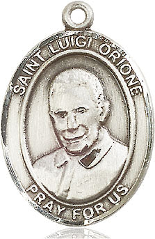 Extel Large Oval Sterling Silver St. Luigi Orione Pendant with 24" chain, Made in USA