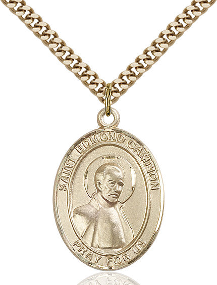 Extel Large Oval 14kt Gold Filled St. Edmund Campion Pendant with 24" chain, Made in USA