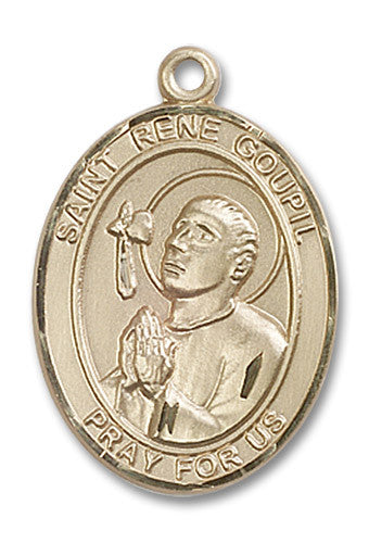 Extel Large Oval 14kt Gold Filled St. Rene Goupil Medal, Made in USA