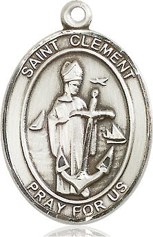 Extel Large Oval Pewter St. Clement Pendant with 24" chain, Made in USA