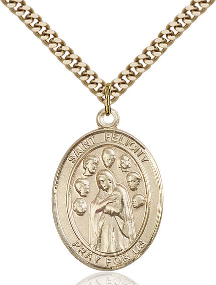 Extel Large Oval 14kt Gold Filled St. Felicity Pendant with 24" chain, Made in USA