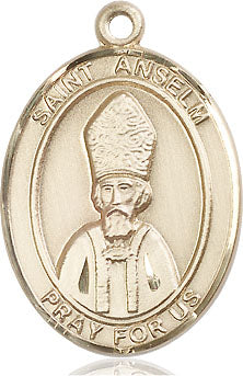 Extel Large Oval 14kt Gold Filled St. Anselm of Canterbury Medal, Made in USA