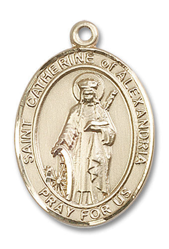 Extel Large Oval 14kt Gold Filled St. Catherine of Alexandria Medal, Made in USA