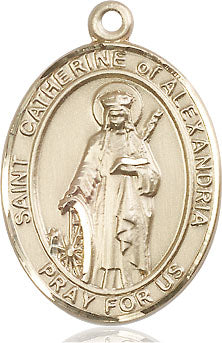 Extel Large Oval 14kt Gold Filled St. Catherine of Alexandria Medal, Made in USA
