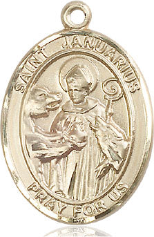 Extel Large Oval 14kt Gold Filled St. Januarius Pendant with 24" chain, Made in USA