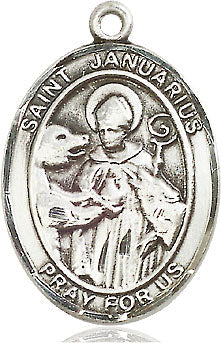 Extel Large Oval Sterling Silver St. Januarius Pendant with 24" chain, Made in USA