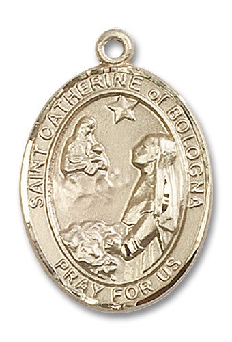 Extel Large Oval 14kt Gold Filled St. Catherine of Bologna Medal, Made in USA