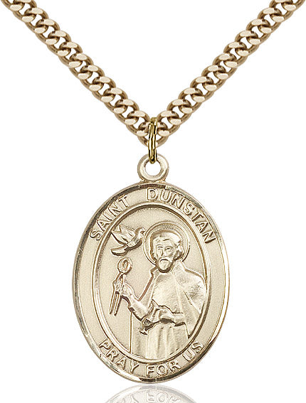 Extel Large Oval 14kt Gold Filled St. Dunstan Pendant with 24" chain, Made in USA