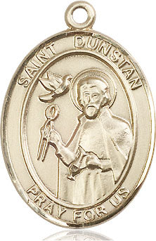 Extel Large Oval 14kt Gold Filled St. Dunstan Medal, Made in USA