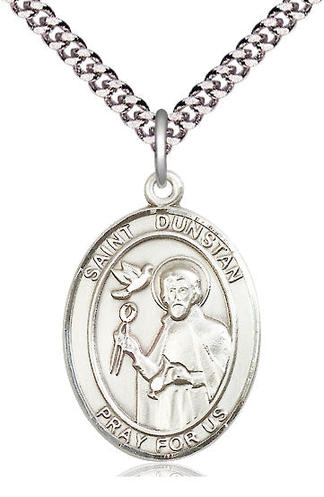 Extel Large Oval Pewter St. Dunstan Pendant with 24" chain, Made in USA