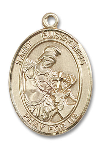 Extel Large Oval 14kt Gold Filled St. Eustachius Medal, Made in USA