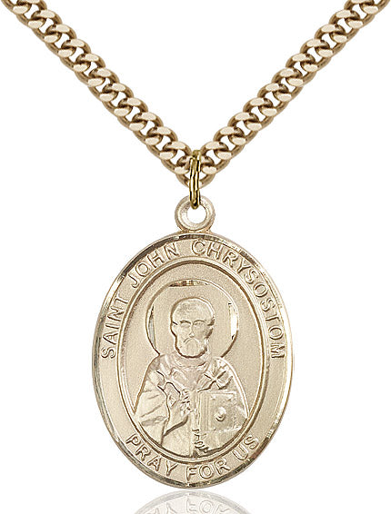 Extel Large Oval 14kt Gold Filled St. John Chrysostom Pendant with 24" chain, Made in USA