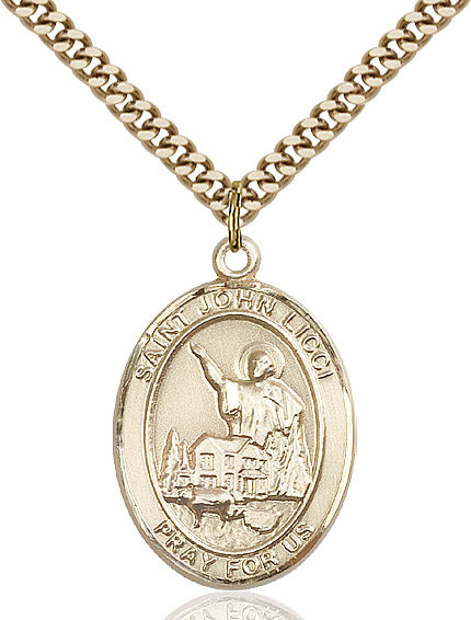 Extel Large Oval 14kt Gold Filled St. John Licci Pendant with 24" chain, Made in USA