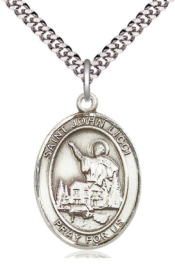 Extel Large Oval Pewter St. John Licci Pendant with 24" chain, Made in USA