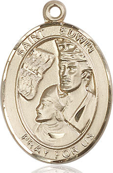 Extel Large Oval 14kt Gold Filled St. Edwin Medal, Made in USA