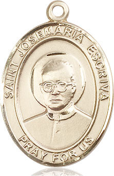Extel Large Oval 14kt Gold Filled St. Josemaria Escriva Pendant with 24" chain, Made in USA