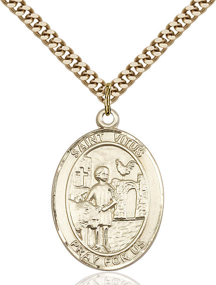 Extel Large Oval 14kt Gold Filled St. Vitus Pendant with 24" chain, Made in USA