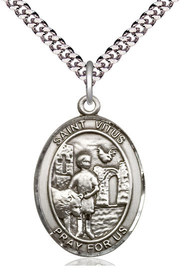 Extel Large Oval Pewter St. Vitus Pendant with 24" chain, Made in USA