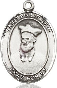 Extel Large Oval Pewter St. Philip Neri Pendant with 24" chain, Made in USA